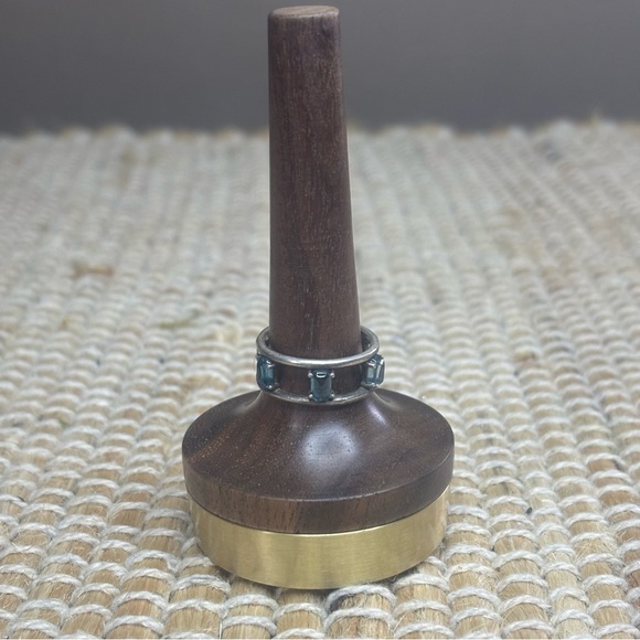 Blue Topaz Aquamarine Rectangular Stone Silver Tone Costume Ring Size 5.75 - Picture 3 of 10